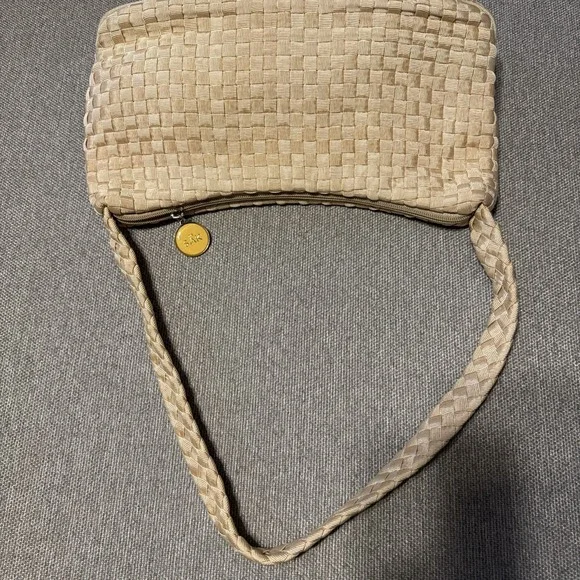 The Sak Women's Woven Taupe ribbon Purse Single Strap Zip Closure Lightweight - Picture 3 of 11